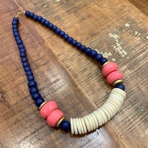 🌱SALE!!Handmade Boho Navy & Pink Statement Necklace